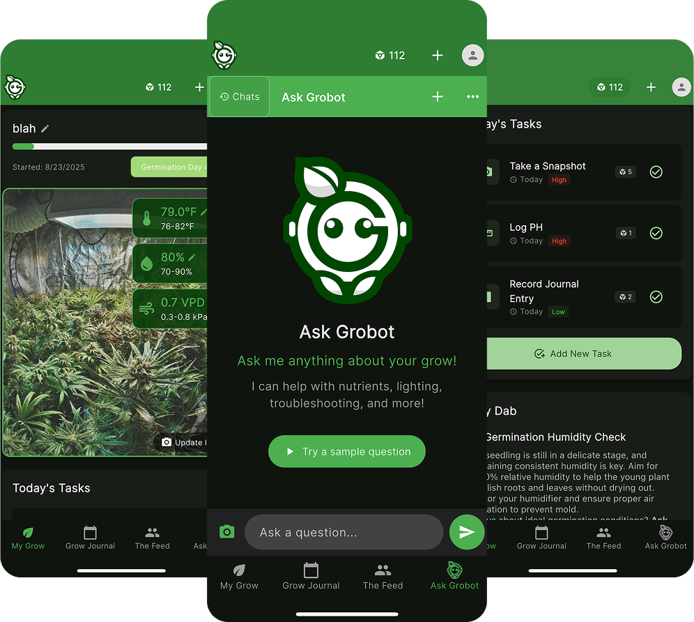 Grobotix AI Cannabis Growing App Interface